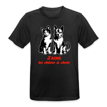 I Love You Dog & Cat 2026 Liebhaber - Männer T-Shirt atmungsaktiv - Schwarz - Vorne - AI Model Male 178 light (178cm)