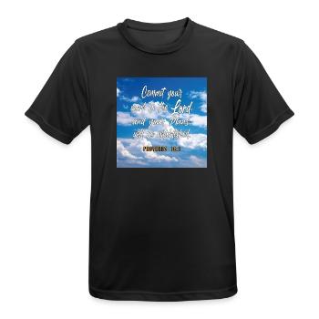 Proverbs16:3 - Men's Breathable T-Shirt - black - Front - AI Model Male 178 light (178cm)