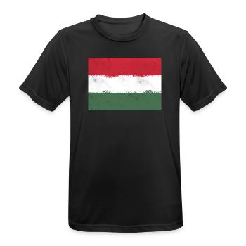 Flag of Hungary - Men's Breathable T-Shirt - black - Front - AI Model Male 178 light (178cm)