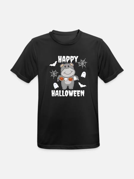 Hippo Happy Halloween Kürbis Fledermaus Kostüm - Männer T-Shirt atmungsaktiv - Schwarz