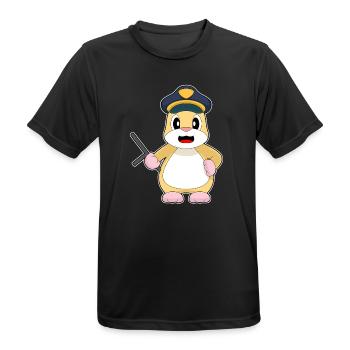 Hamster Policier Bâton Police - T-shirt respirant Homme - noir - Devant - AI Model Male 178 light (178cm)