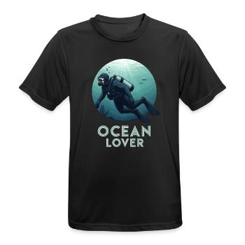 Diver Ocean Lover Underwater for Diving Friends - Men's Breathable T-Shirt - black - Front - AI Model Male 178 light (178cm)