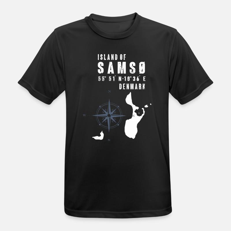 Samsø Samsoe Island Outline Compass - Men's Breathable T-Shirt - black