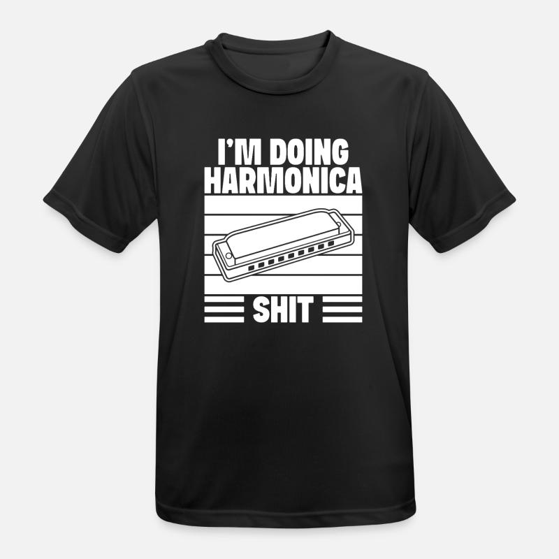 Harmonica Musican Doing Shit Harmonica - Men's Breathable T-Shirt - black