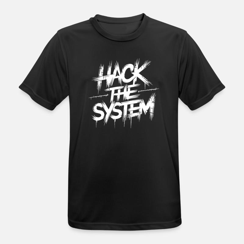 Hack the System Graffiti - Männer T-Shirt atmungsaktiv - Schwarz