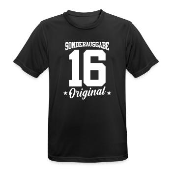 16 Anniversaire - T-shirt respirant Homme - noir - Devant - AI Model Male 178 light (178cm)