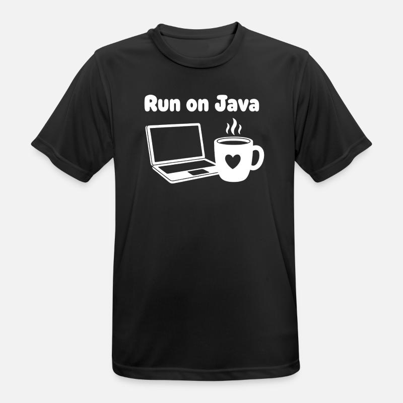 Java Lauf Café Laptop Herz - Männer T-Shirt atmungsaktiv - Schwarz