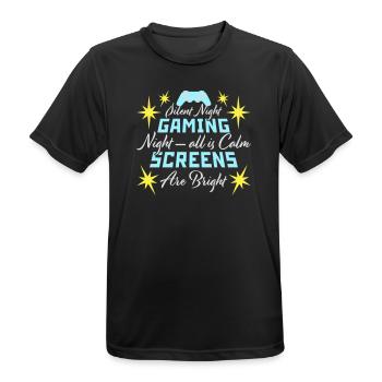 Silent Night Gaming Night All Calm Screens Bright - Männer T-Shirt atmungsaktiv - Schwarz - Vorne - AI Model Male 178 light (178cm)