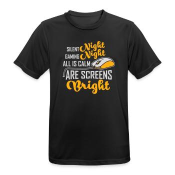 Silent Night Gaming Night All Calm Screens Bright - Männer T-Shirt atmungsaktiv - Schwarz - Vorne - AI Model Male 178 light (178cm)