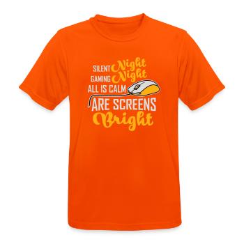 Silent Night Gaming Night All Calm Screens Bright - Männer T-Shirt atmungsaktiv - Neonorange - Vorne - AI Model Male 185 dark (185cm)