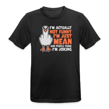Doigt d’honneur Seagull Pas drôle Les gens méchants pensent à la blague - T-shirt respirant Homme - noir - Devant - AI Model Male 178 light (178cm)