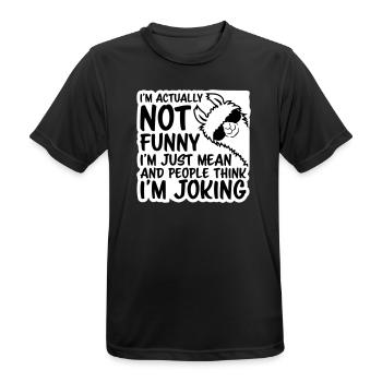 Lama Alpaga Pas Drôle Juste Méchant Les gens pensent Blague - T-shirt respirant Homme - noir - Devant - AI Model Male 178 light (178cm)