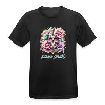 Flowers Skull Beauty Bloom - Men's Breathable T-Shirt - black - Front - AI Model Male 178 light (178cm)