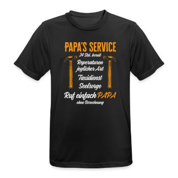 Dad's Service Repairs 24h / Funny Humor - Men's Breathable T-Shirt - black - Front - AI Model Male 178 light (178cm)