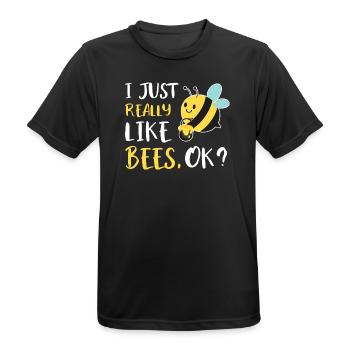 Cute Bee Cartoon Honey Bee Bee Fan - Men's Breathable T-Shirt - black - Front - AI Model Male 178 light (178cm)