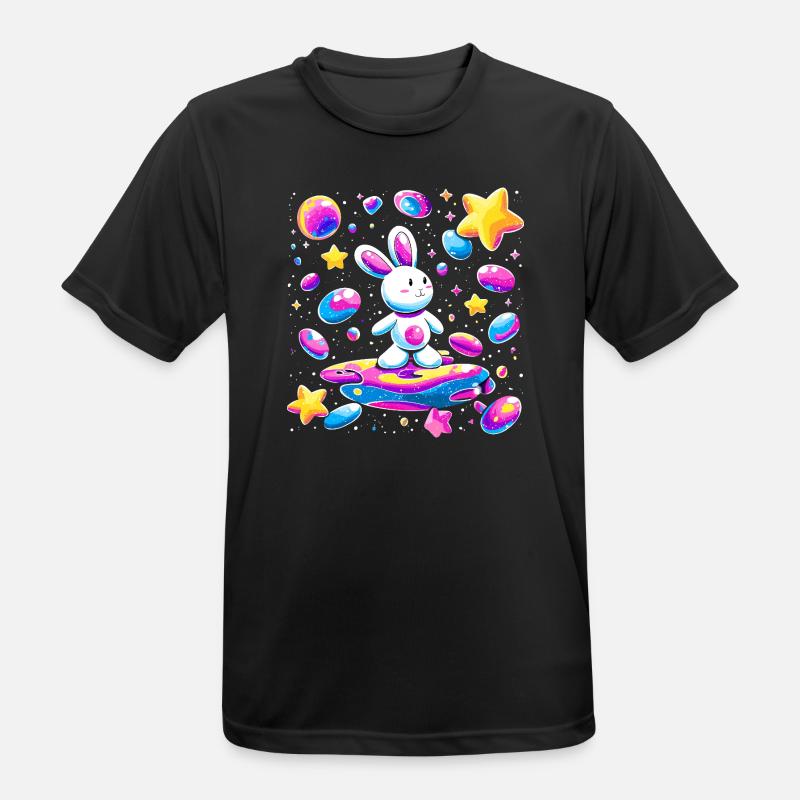 Galactic Rabbit on Surfboard - Men's Breathable T-Shirt - black