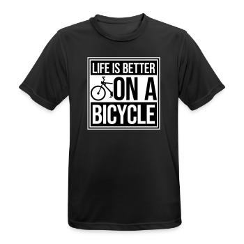 La vie est meilleure à vélo. Cyclisme Sport - T-shirt respirant Homme - noir - Devant - AI Model Male 178 light (178cm)
