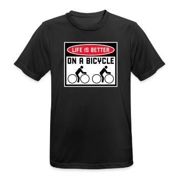 La vie est meilleure à vélo. Cyclisme Sport - T-shirt respirant Homme - noir - Devant - AI Model Male 178 light (178cm)