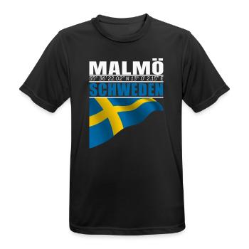 Malmö - Männer T-Shirt atmungsaktiv - Schwarz - Vorne - AI Model Male 178 light (178cm)