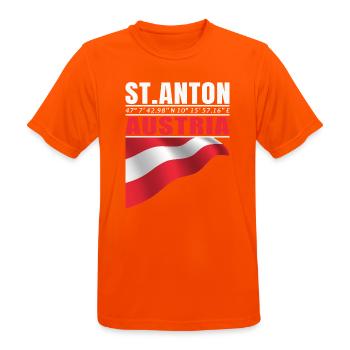 St. Anton - Männer T-Shirt atmungsaktiv - Neonorange - Vorne - AI Model Male 185 dark (185cm)