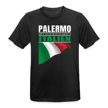 Palermo - Männer T-Shirt atmungsaktiv - Schwarz - Vorne - AI Model Male 178 light (178cm)