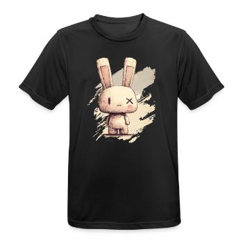 Un lapin mignon aux yeux X - T-shirt respirant Homme - noir - Devant - AI Model Male 178 light (178cm)