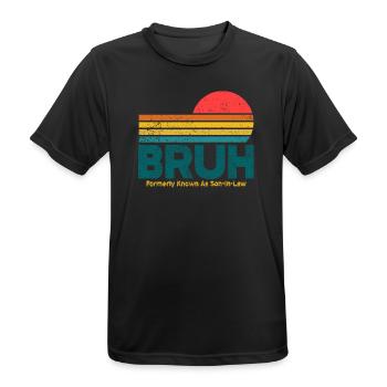 Bruh Sunset Retro Meme Design - Men's Breathable T-Shirt - black - Front - AI Model Male 178 light (178cm)