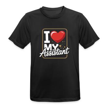 J’adore le motif de mon cœur d’assistant pour le bureau - T-shirt respirant Homme - noir - Devant - AI Model Male 178 light (178cm)