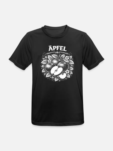 Apple Woodcut Botanical Print - Men's Breathable T-Shirt - black