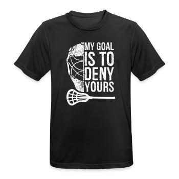 Lacrosse Lax My Goal is to Deny Yours Men Boys - Männer T-Shirt atmungsaktiv - Schwarz - Vorne - AI Model Male 178 light (178cm)