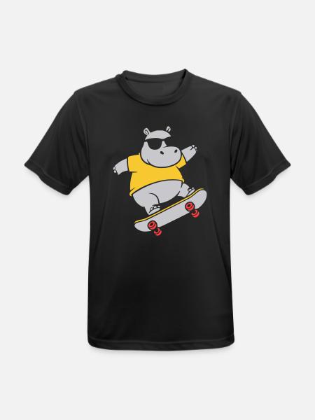 Cool Hippopotamus Skater Skateboard Vector - Men's Breathable T-Shirt - black