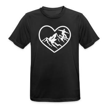 Herz, Berge und Snowboarder - Männer T-Shirt atmungsaktiv - Schwarz - Vorne - AI Model Male 178 light (178cm)
