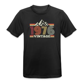 Vintage 50. Geburtstag Jahrgang 1976 Camping Berge - Männer T-Shirt atmungsaktiv - Schwarz - Vorne - AI Model Male 178 light (178cm)