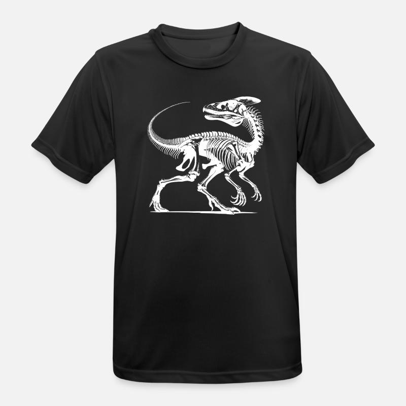 Dinosaur Raptor with Backbone Bones - Men's Breathable T-Shirt - black