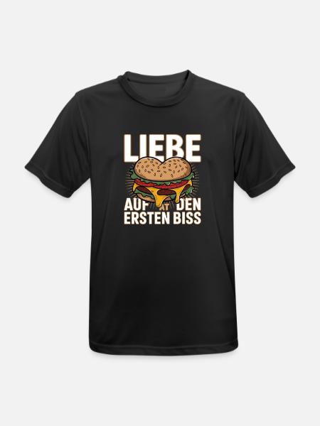 Liebe Auf Den Ersten Biss Herzburger Cheeseburger - Männer T-Shirt atmungsaktiv - Schwarz