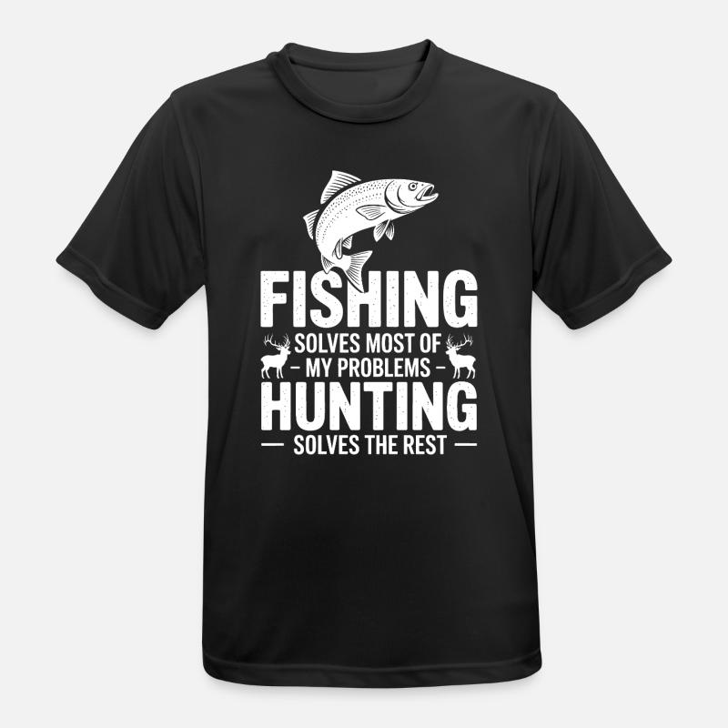 Fishing Solves Most Problems - Men's Breathable T-Shirt - black