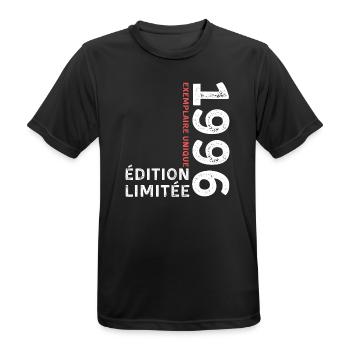 1996 vintage typographic style - Men's Breathable T-Shirt - black - Front - AI Model Male 178 light (178cm)