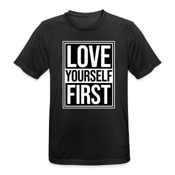 Love Yourself First Self-Love Self-Care - Men's Breathable T-Shirt - black - Front - AI Model Male 178 light (178cm)