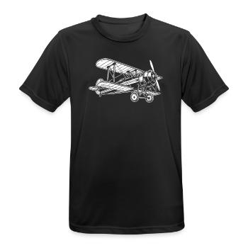 Biplane Oldtimer, conception classique d’avion - T-shirt respirant Homme - noir - Devant - AI Model Male 178 light (178cm)
