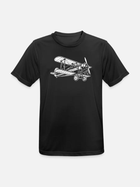 Biplane Oldtimer, conception classique d’avion - T-shirt respirant Homme - noir