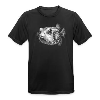 Poisson-globe - T-shirt respirant Homme - noir - Devant - AI Model Male 178 light (178cm)
