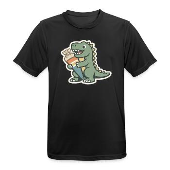 Dino Einschulung Personalisierbar Name Schule - Männer T-Shirt atmungsaktiv - Schwarz - Vorne - AI Model Male 178 light (178cm)