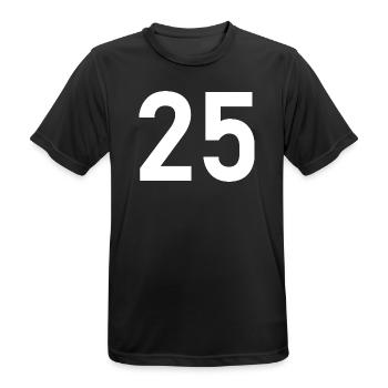 25. 25 ANS. 25e ANNIVERSAIRE. ANNIVERSAIRE 25 ANS. - T-shirt respirant Homme - noir - Devant - AI Model Male 178 light (178cm)