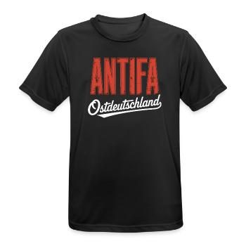 Antifa East Germany - Antifascist Merch - Men's Breathable T-Shirt - black - Front - AI Model Male 178 light (178cm)