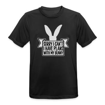 Sorry I Can't I Have Plans With My Bunny Hase Logo - Männer T-Shirt atmungsaktiv - Schwarz - Vorne - AI Model Male 178 light (178cm)