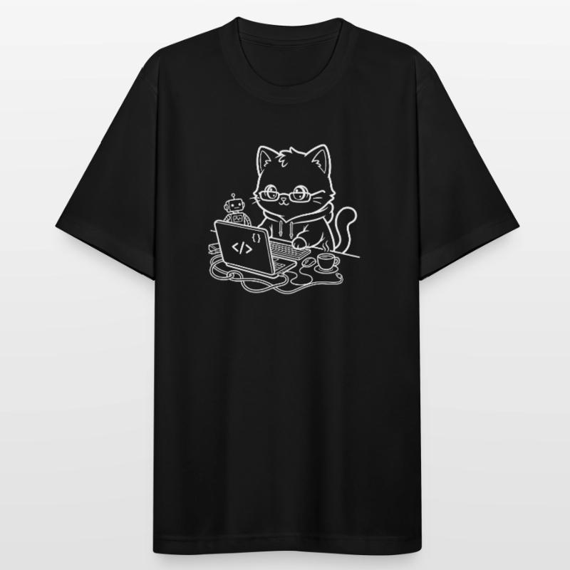 Coder Kawaii Katze Programmierer Männer T-Shirt atmungsaktiv