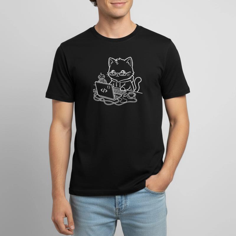 Coder Kawaii Katze Programmierer Männer T-Shirt atmungsaktiv