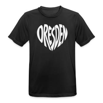 Dresden Herz Schriftzug - Männer T-Shirt atmungsaktiv - Schwarz - Vorne - AI Model Male 178 light (178cm)