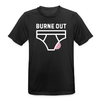 Burne out – humour bureau stress - T-shirt respirant Homme - noir - Devant - AI Model Male 178 light (178cm)