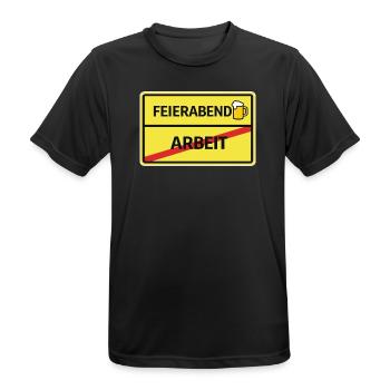 Feierabend statt Arbeit Bier Feierabend Ortsschild - Männer T-Shirt atmungsaktiv - Schwarz - Vorne - AI Model Male 178 light (178cm)